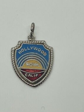 Vtg 925 Sterling Silver Enamel Hollywood Bowl California Souvenir Shield Charm